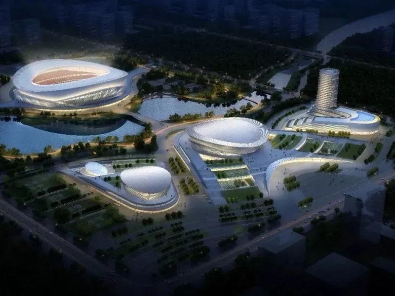 [กรณีโครงการ] ศูนย์กีฬาโอลิมปิกซานตง Linyi ใช้วัสดุอลูมิเนียม Fen'an ภาพรวมศูนย์กีฬาโอลิมปิก Shandong Linyi